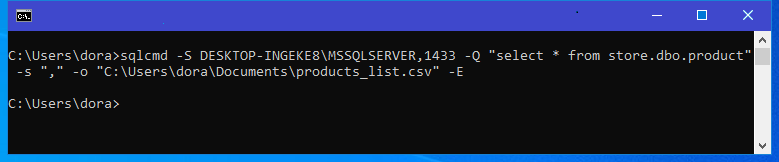 Comando de exportación SQL a CSV
