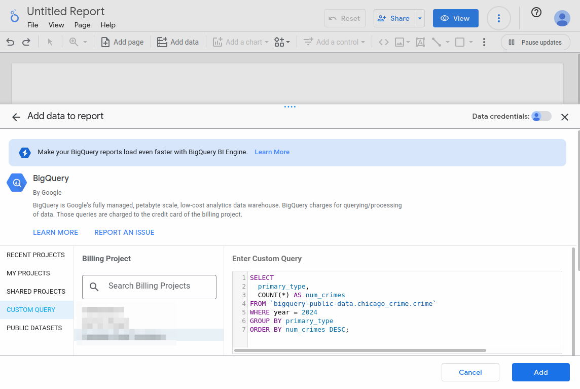 Crear un informe con BigQuery y Looker